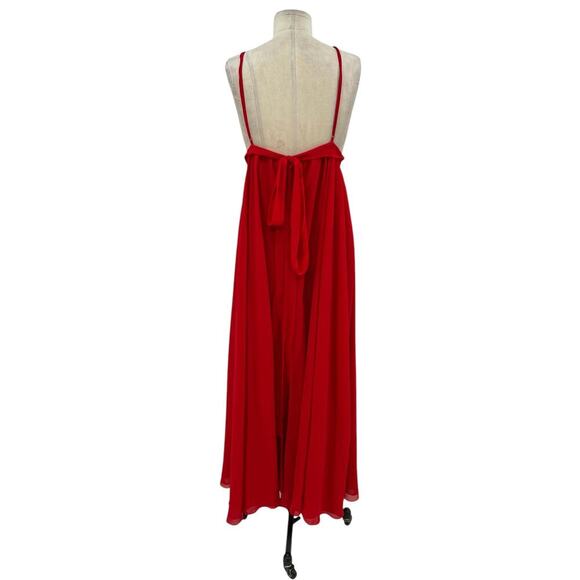 Michael Costello x Revolve Justin Gown Red Maxi‎ Lace Slit Size Large - Picture 10 of 16